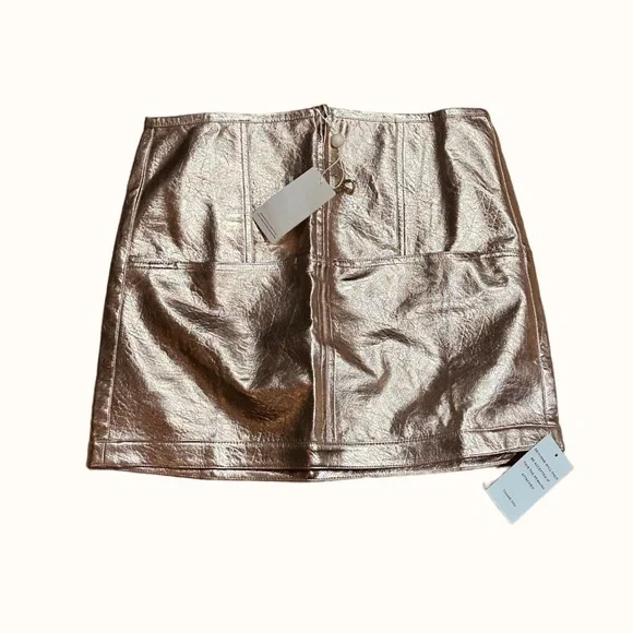 For Love and Lemons Luna Metallic Mini Skirt Rose Gold NEW NWT - Picture 5 of 5